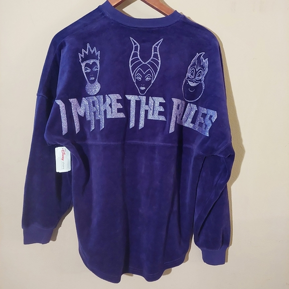 Disney Tops - Disney Spirit jersey Disney vilians purple velour metallic Ursula Maleficent .XS